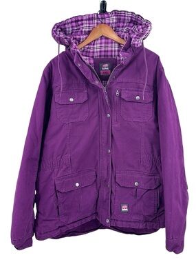 BERNE Jacket Canvas Hooded Insulated Flannel Coat Purple